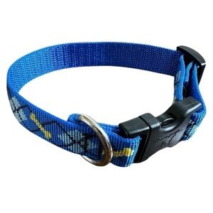 New LupinePet Blue Argyle Adjustable Nylon Dog Collar Breakaway Buckle Sm 8”-12”